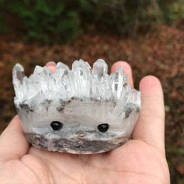Clear Quartz Cluster Hedgehog, Cute Crystal Animal