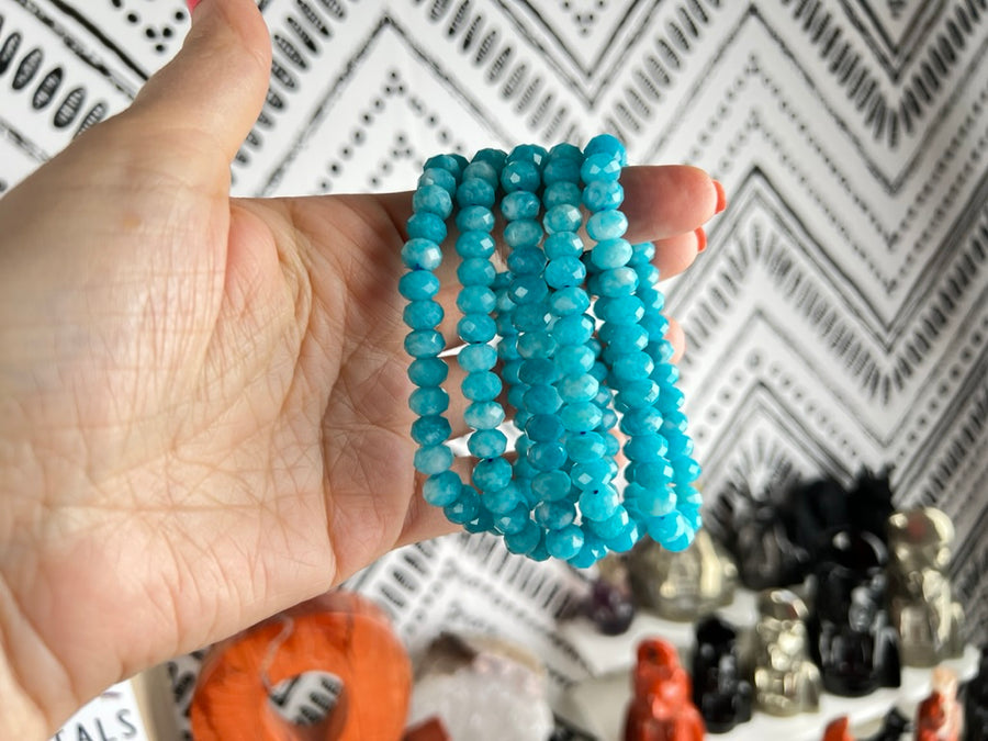 Amazonite 8 mm Faceted Bracelet for Truth and Harmony, Vibrant