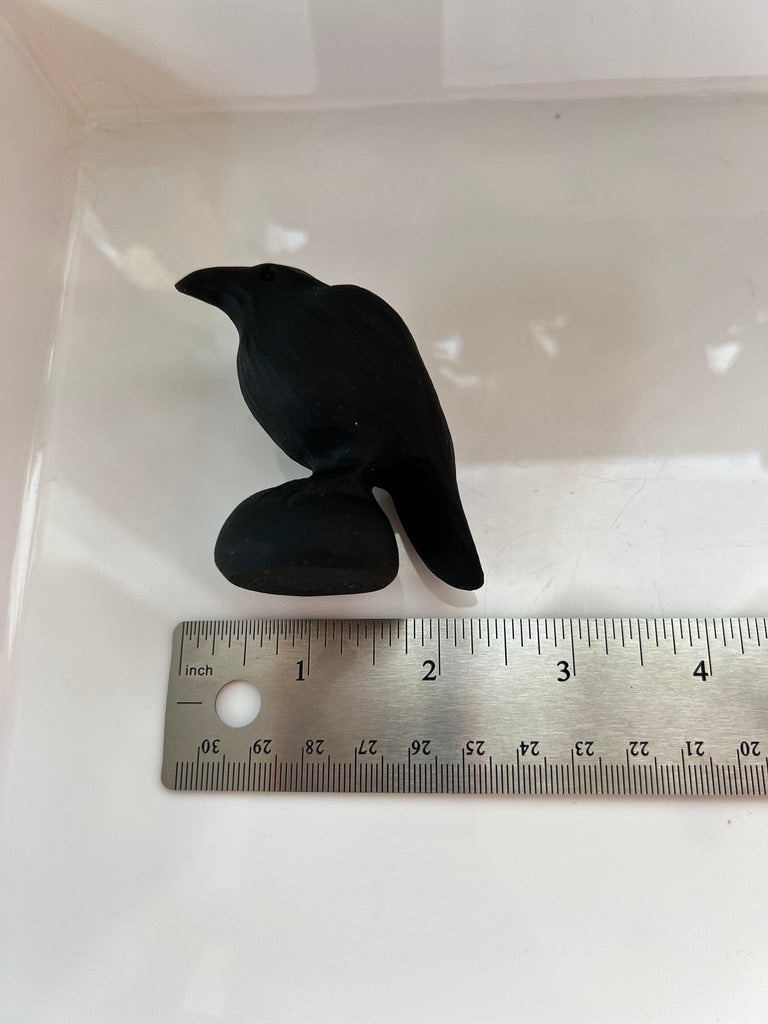 Black Obsidian Raven Crow for Protection & Boundaries, Matte Finish