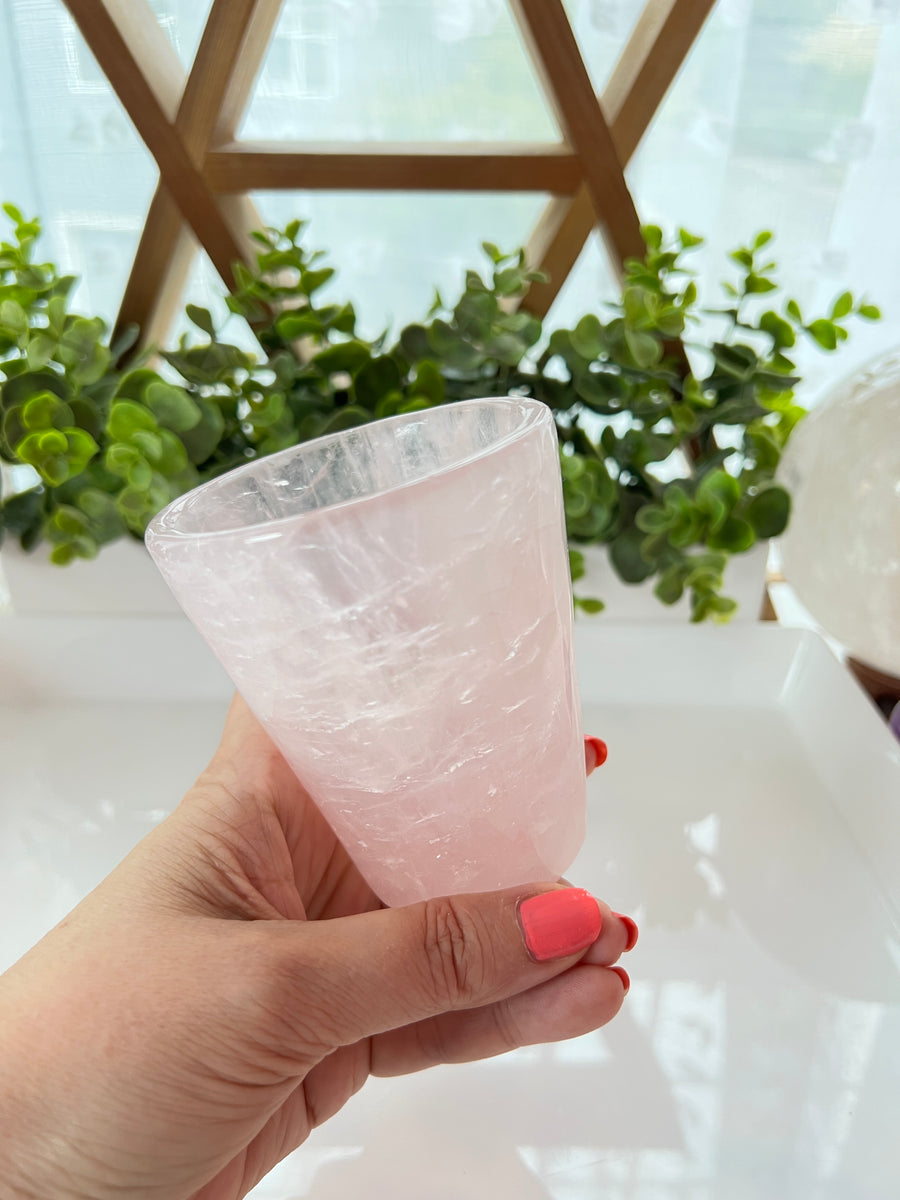 High Quality Rose Quartz Cup Large