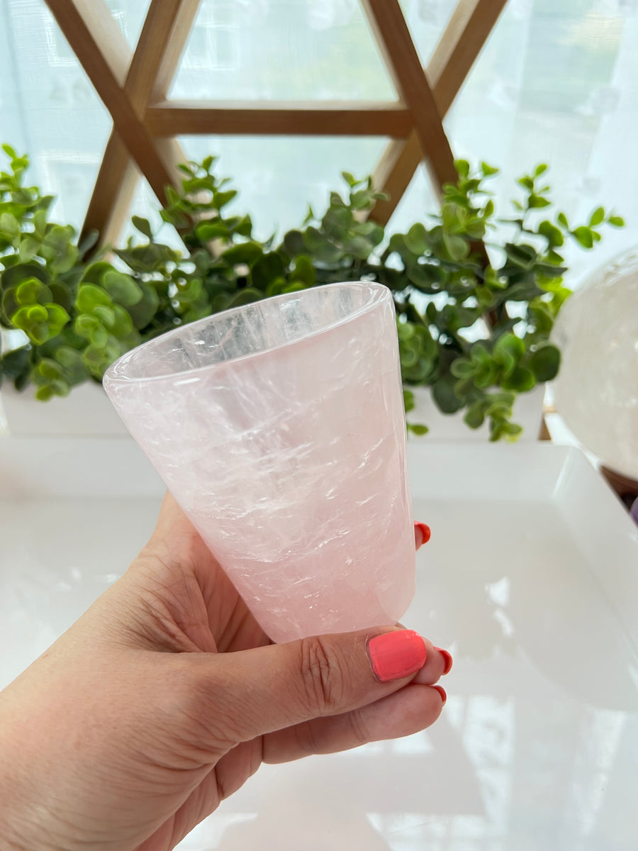 High Quality Rose Quartz Cup Large