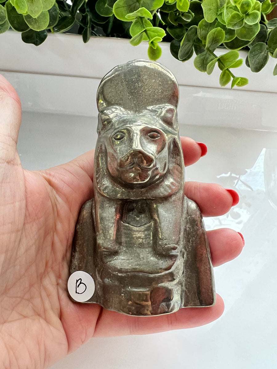 Egyptian Sekhmet Goddess Bust in Pyrite, 2 Sizes Available, Choose Your Favorite