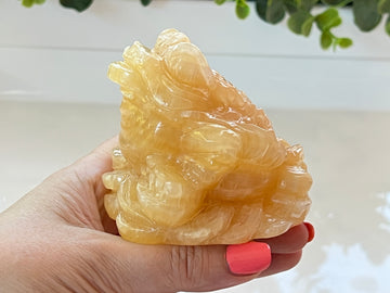 Lucky Frog, Orange Calcite, Large 3 Inch, Crystal Money Toad