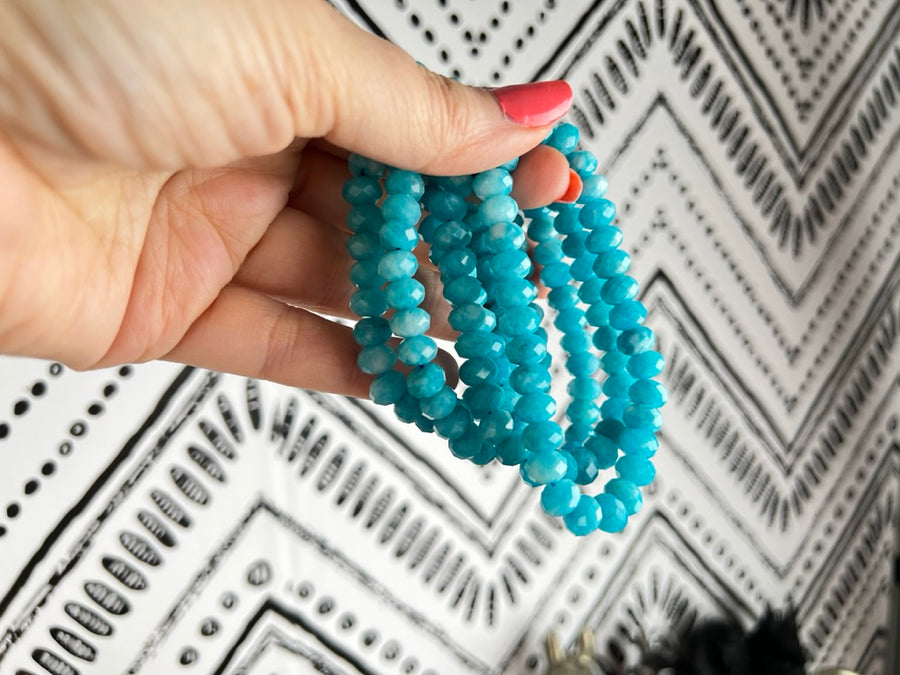 Amazonite 8 mm Faceted Bracelet for Truth and Harmony, Vibrant