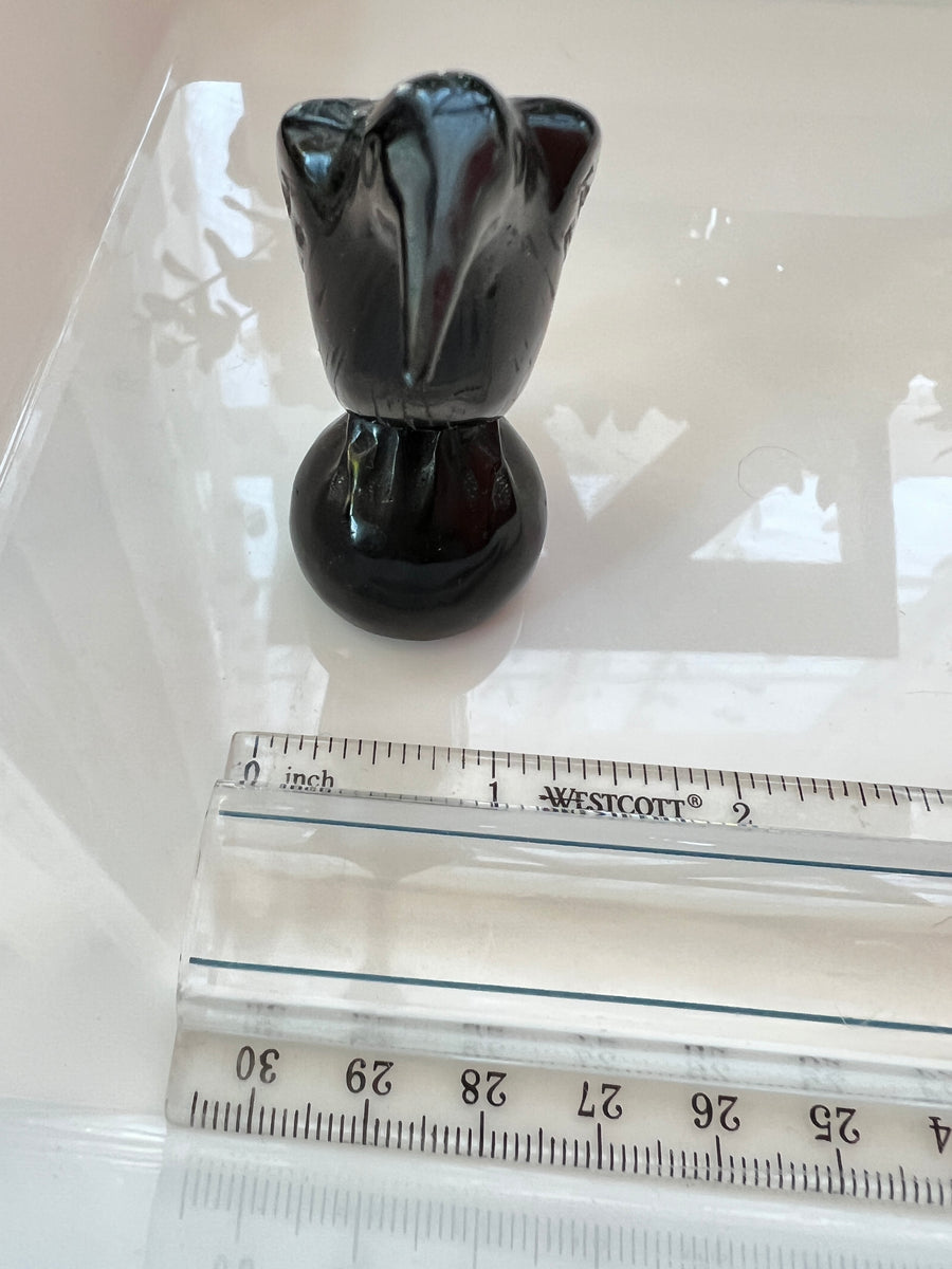 Black Obsidian Raven Crow Carving 3 Inch, Small