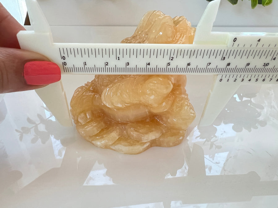 Lucky Frog, Orange Calcite, Large 3 Inch, Crystal Money Toad