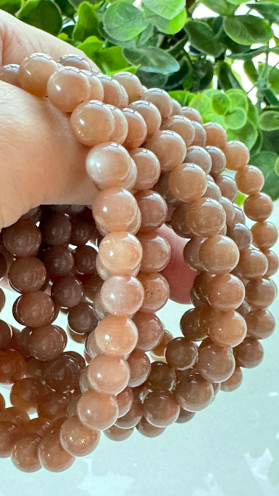 Peach Moonstone or Gray Moonstone Bracelet for New Beginnings, 8 mm, Choose Your Favorite Style