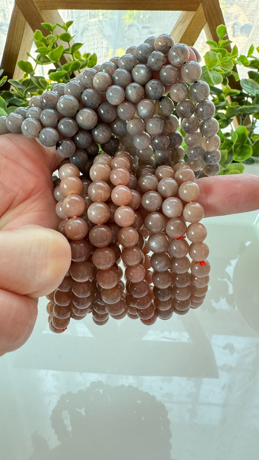 Peach Moonstone or Gray Moonstone Bracelet for New Beginnings, 8 mm, Choose Your Favorite Style