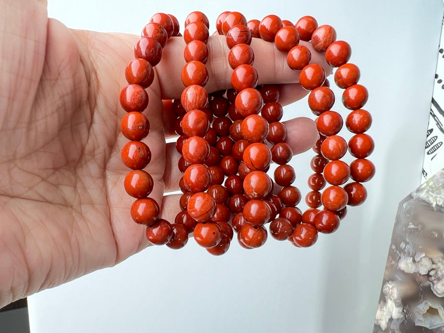 Red Jasper 8 mm Natural Crystal Bracelet, Stretchy