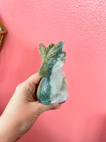 Moss Agate Dragon for Stable Growth, 4.25