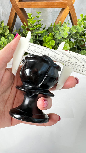 Black Obsidian Rose Carving 3”x 2.25” Large Crystal Flower