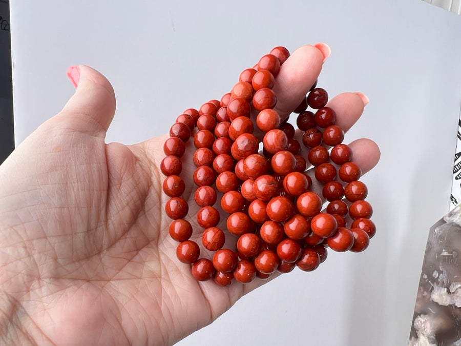 Red Jasper 8 mm Natural Crystal Bracelet, Stretchy