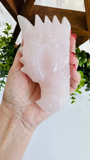 Pink Jade Dragon Head Carving 5.3