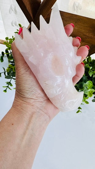 Pink Jade Dragon Head Carving 5.3
