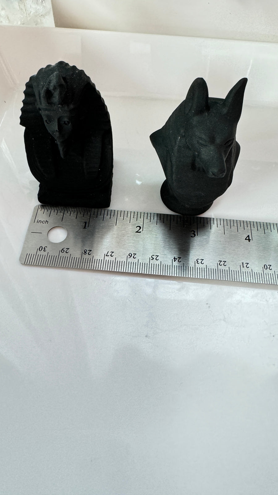 Egyptian Anubis and Pharoah Set, Matte Black Obsidian