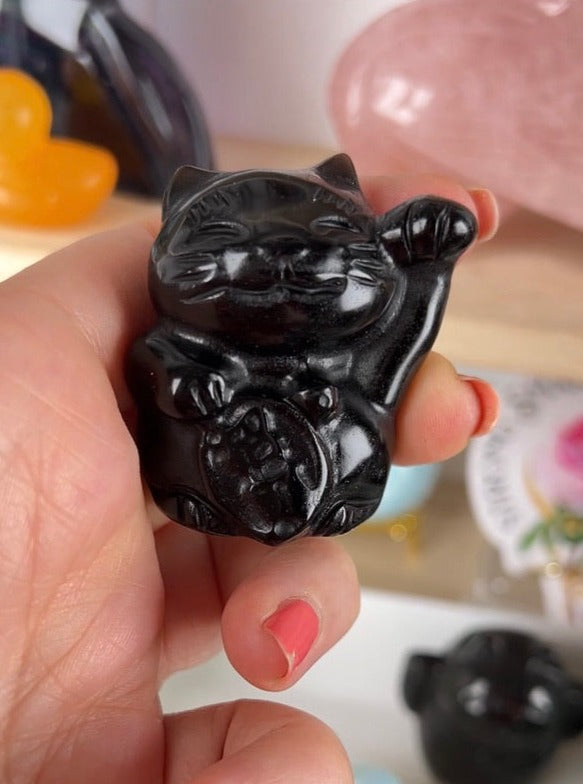 Happy Crystal Lucky Cat, Maneki Neko, Fortune Cat, Choose Your Favorite