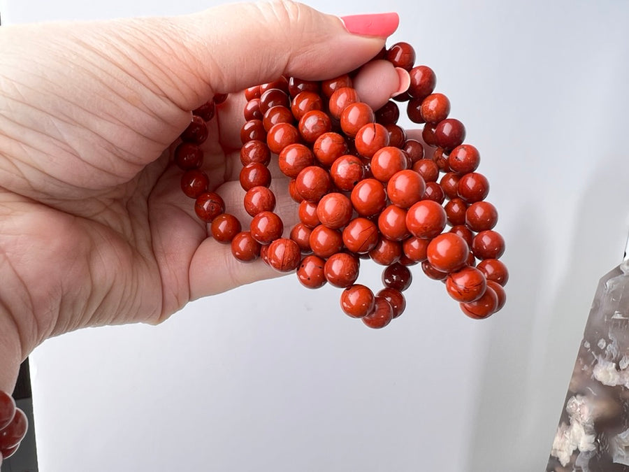 Red Jasper 8 mm Natural Crystal Bracelet, Stretchy