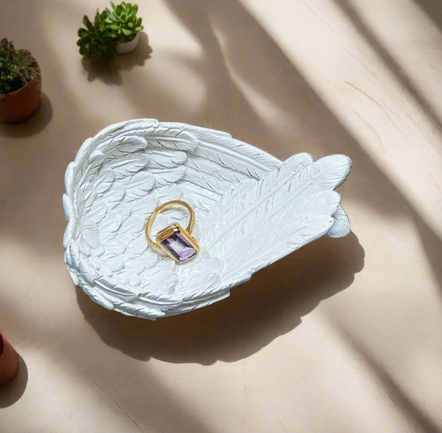 White Angel Wings Bowl, Resin, Medium
