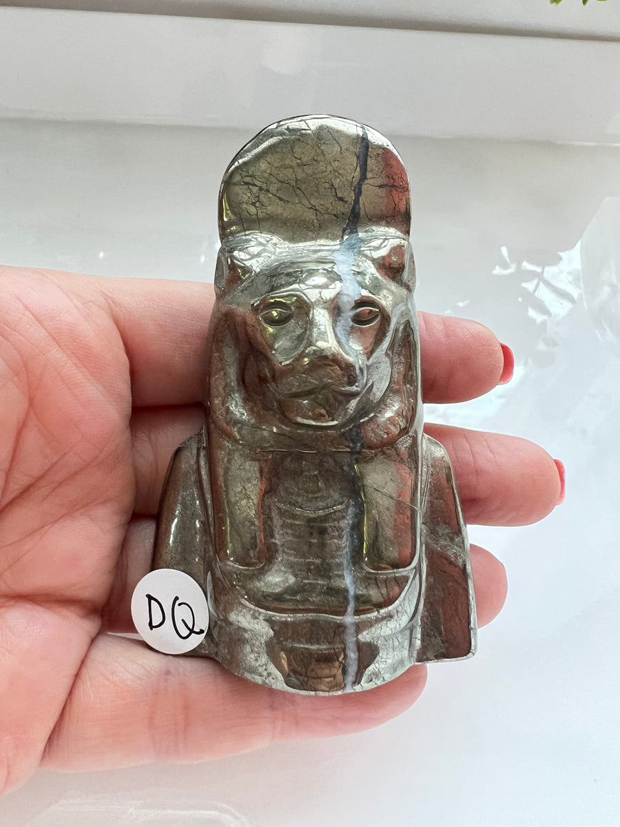 Egyptian Sekhmet Goddess Bust in Pyrite, 2 Sizes Available, Choose Your Favorite