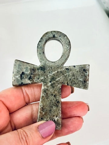 Larvikite Ankh Cross, 3.5 Inch