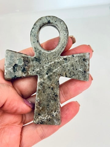 Larvikite Ankh for Soul Work, 3.5 Inch