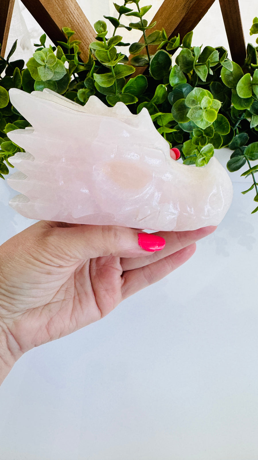 Pink Jade Dragon Head Carving 5.3