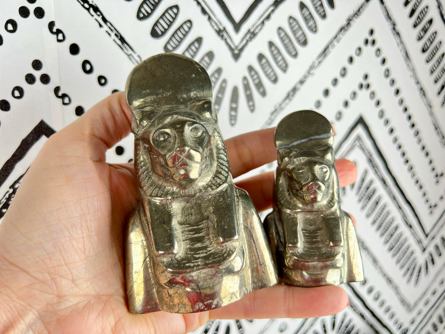 Egyptian Sekhmet Goddess Bust in Pyrite, 2 Sizes Available, Choose Your Favorite