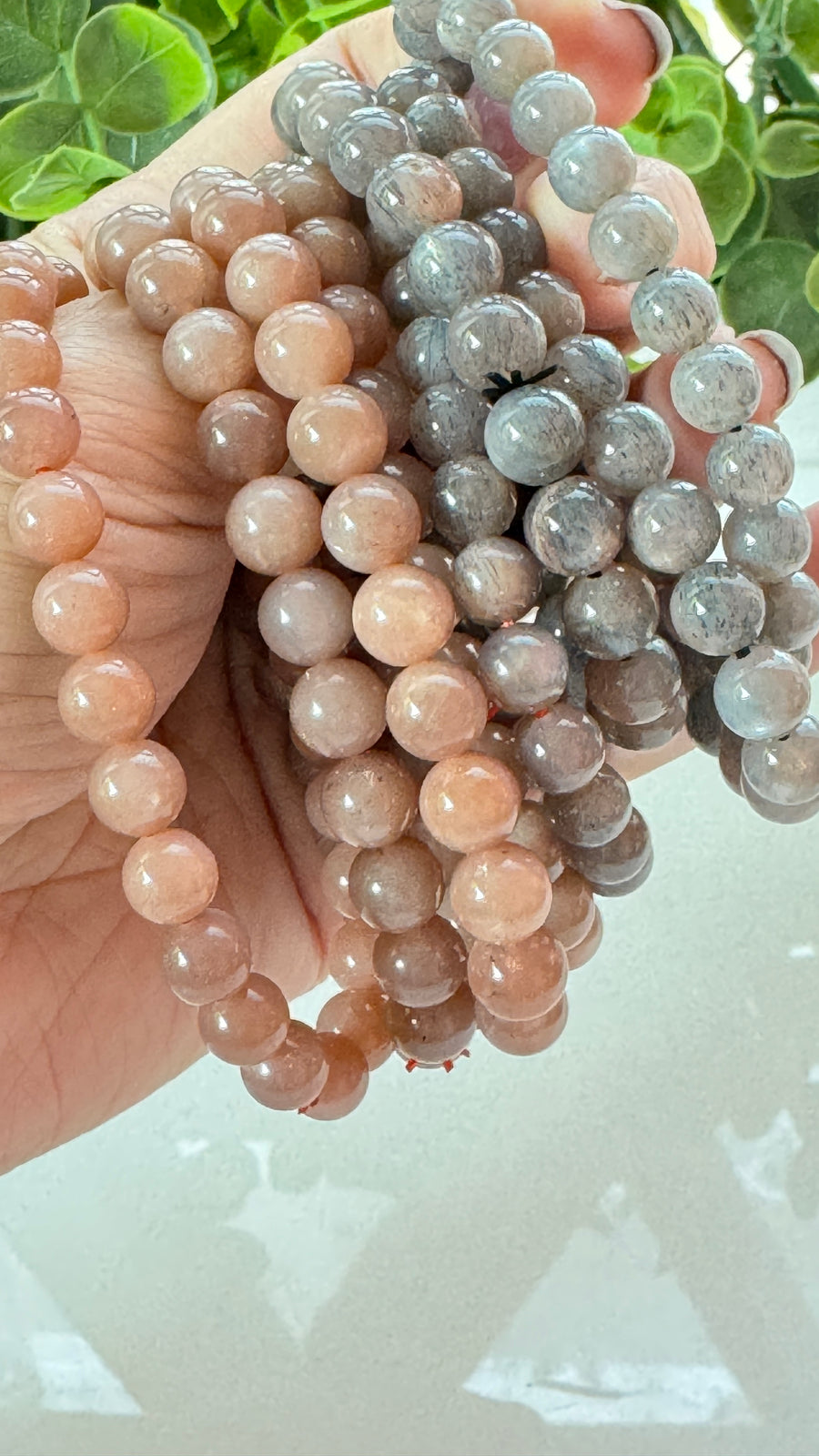 Peach Moonstone or Gray Moonstone Bracelet for New Beginnings, 8 mm, Choose Your Favorite Style
