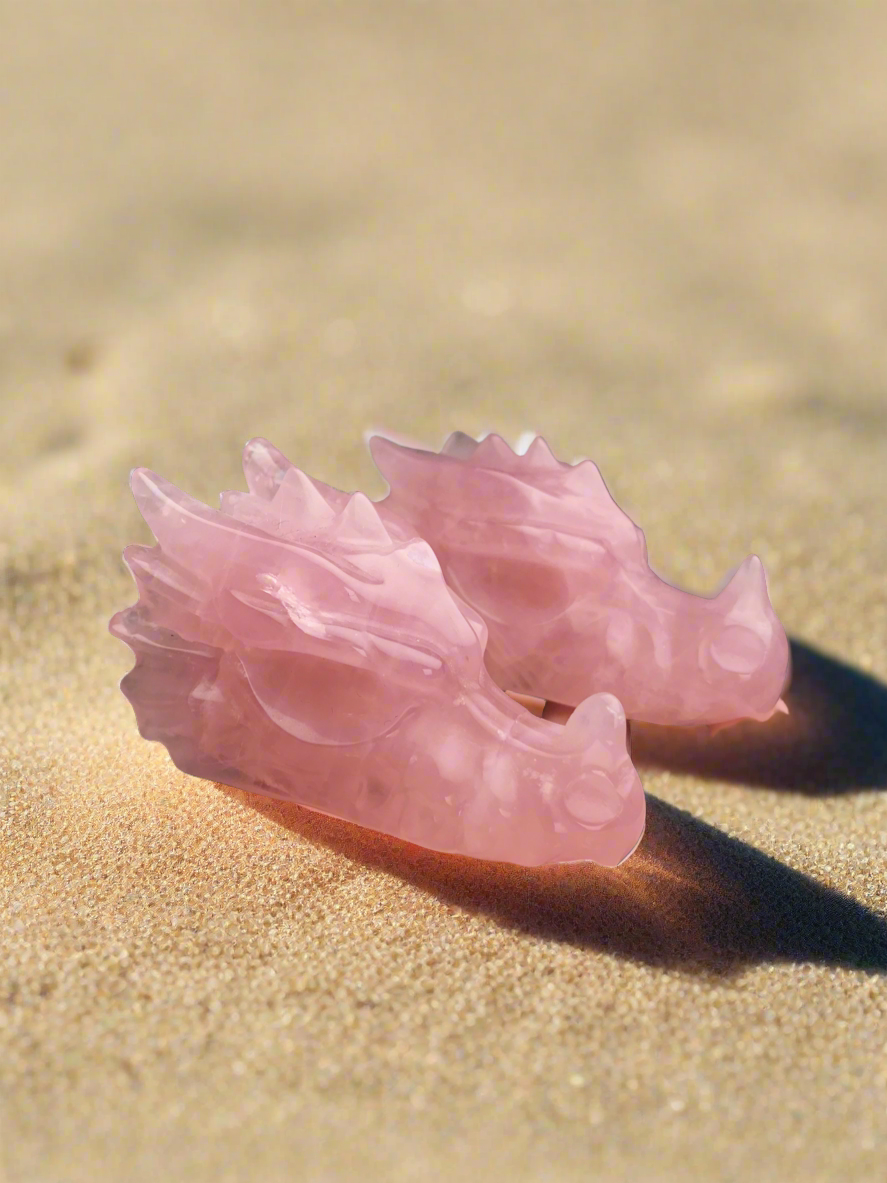 Rose Quartz Crystal Dragon Head