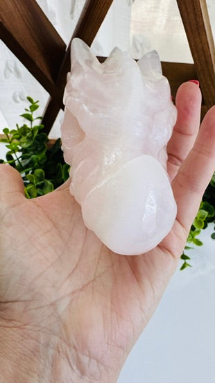 Pink Jade Dragon Head Carving 5.3
