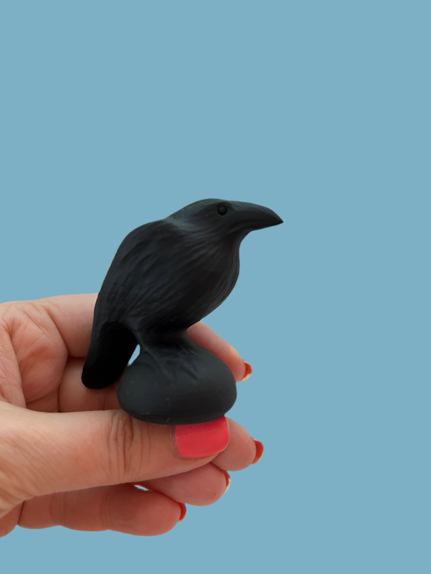 Black Obsidian Raven Crow for Protection & Boundaries, Matte Finish