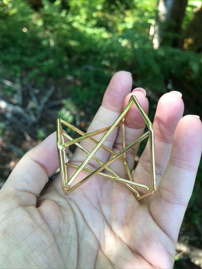 Rose Gold Geometric Crystal Sphere Stand, Reversible for Small to Medium Spheres