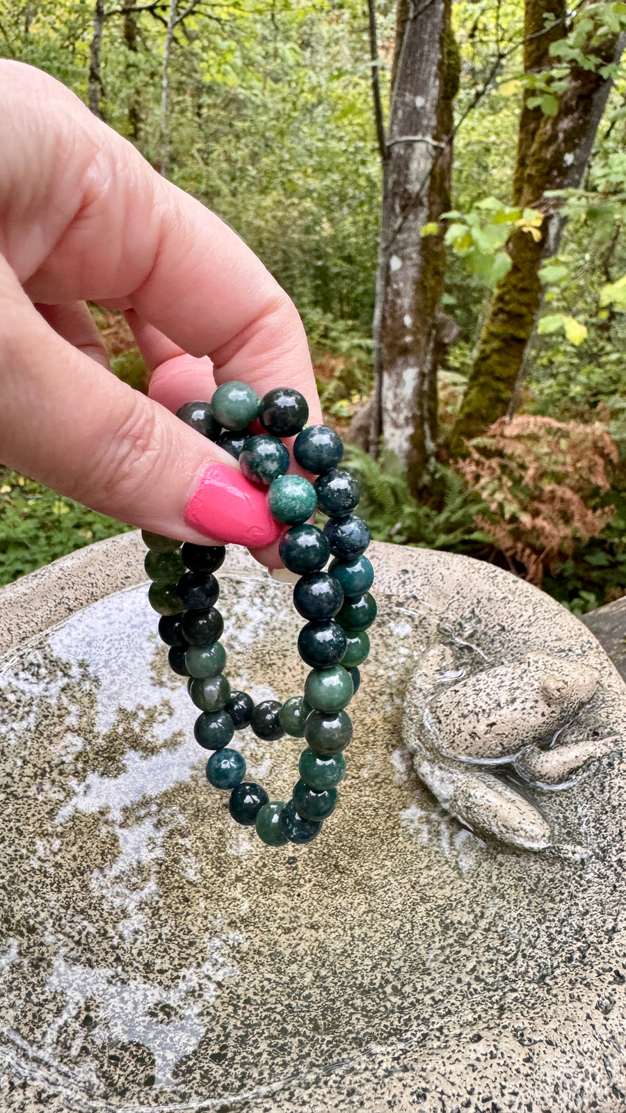 Deep Forest Moss Agate 8 mm Bracelet for Stable Growth, Stretchy