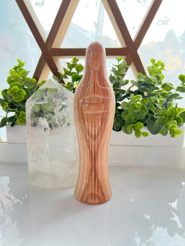 Mother Mary Divine Feminine Crystal Goddess in Calcite