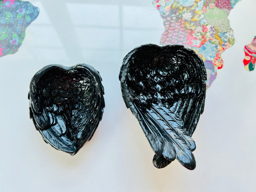 Black Raven Wings Bowl, Resin, Small, Angel Wings
