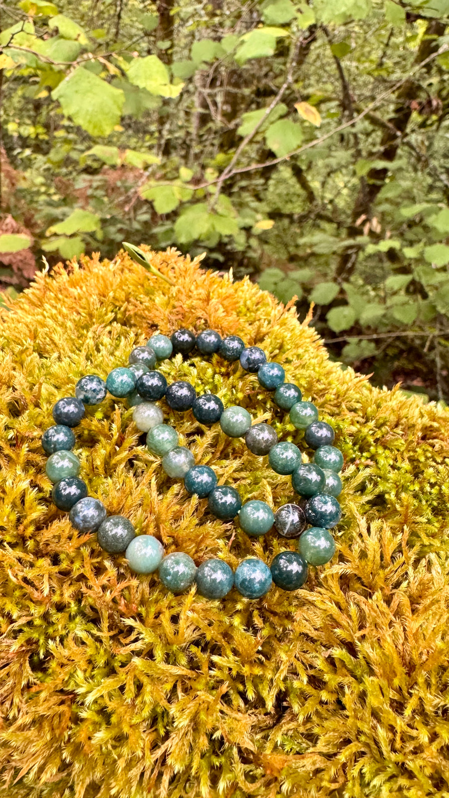 Deep Forest Moss Agate 8 mm Bracelet for Stable Growth, Stretchy