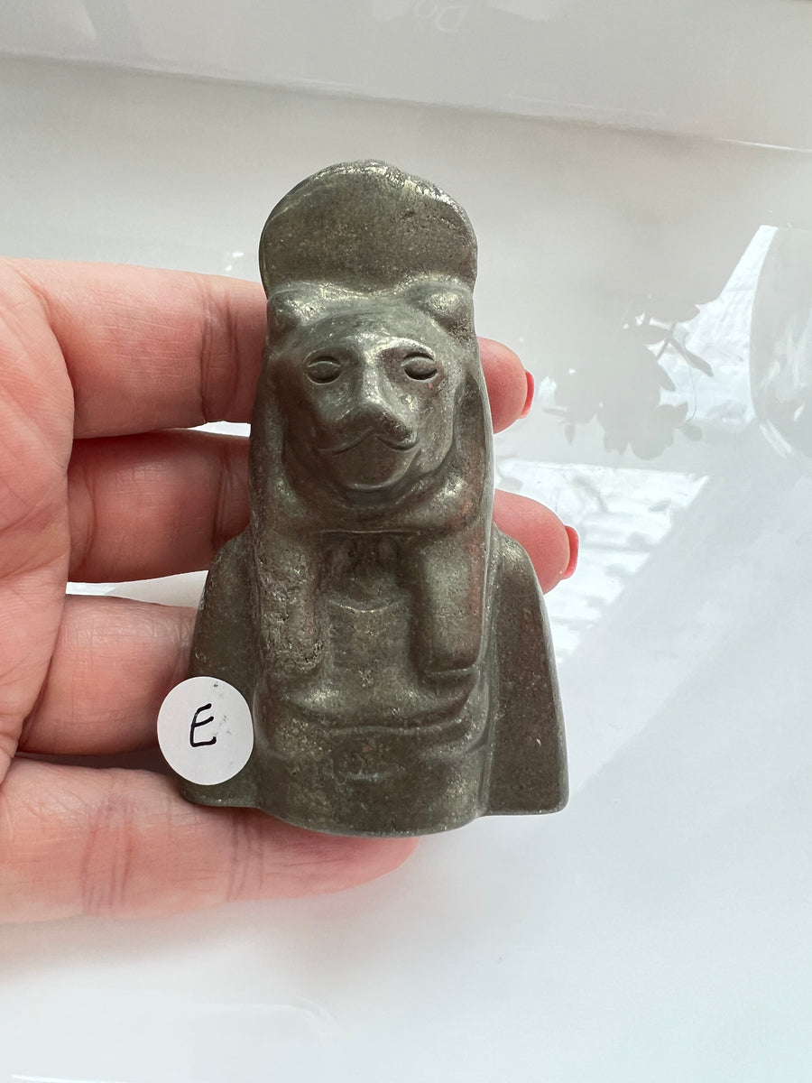 Egyptian Sekhmet Goddess Bust in Pyrite, 2 Sizes Available, Choose Your Favorite