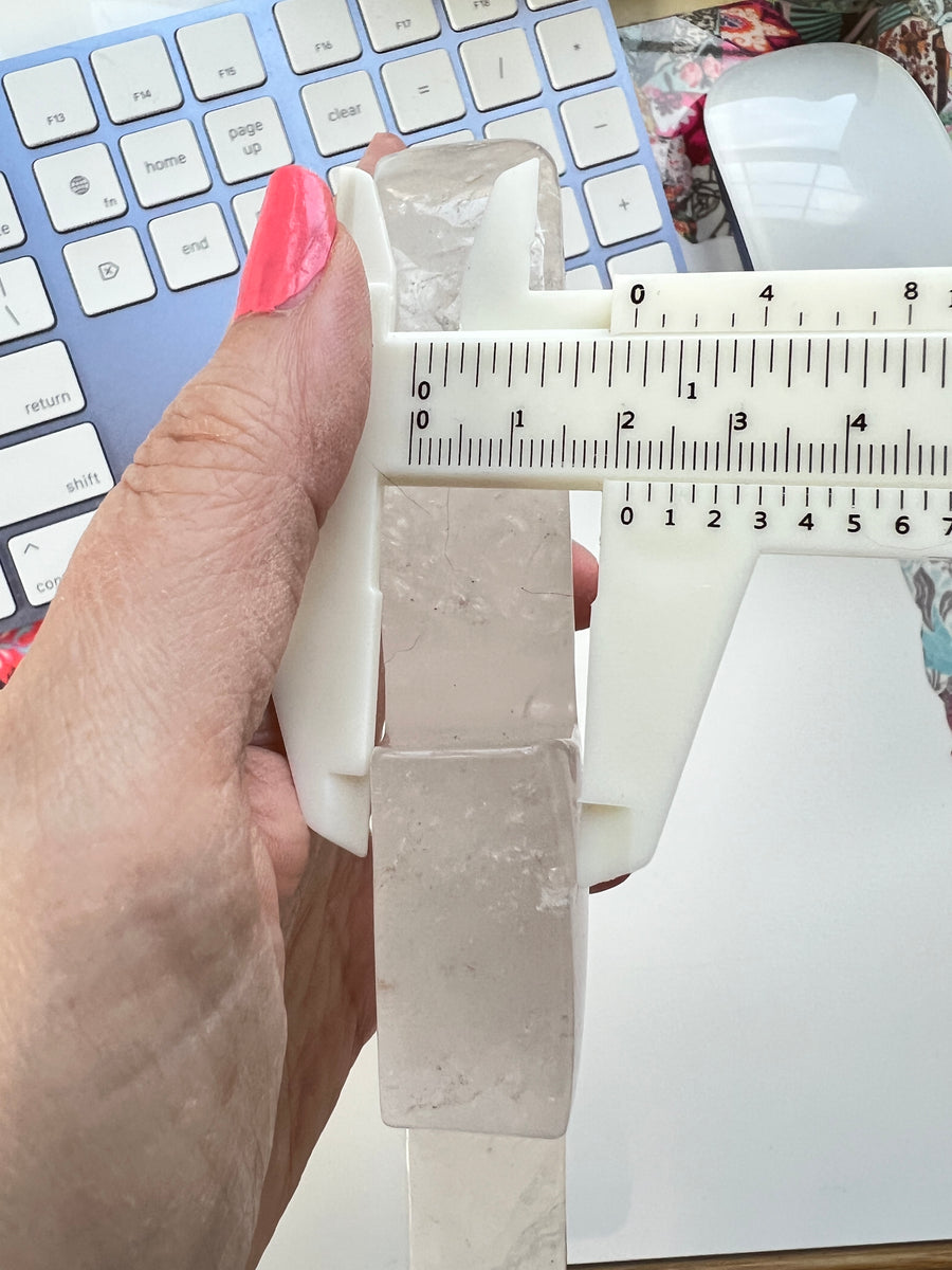 New Design XL Standing Clear Quartz Ankh Cross 7 x 4 Inch, 540 grams
