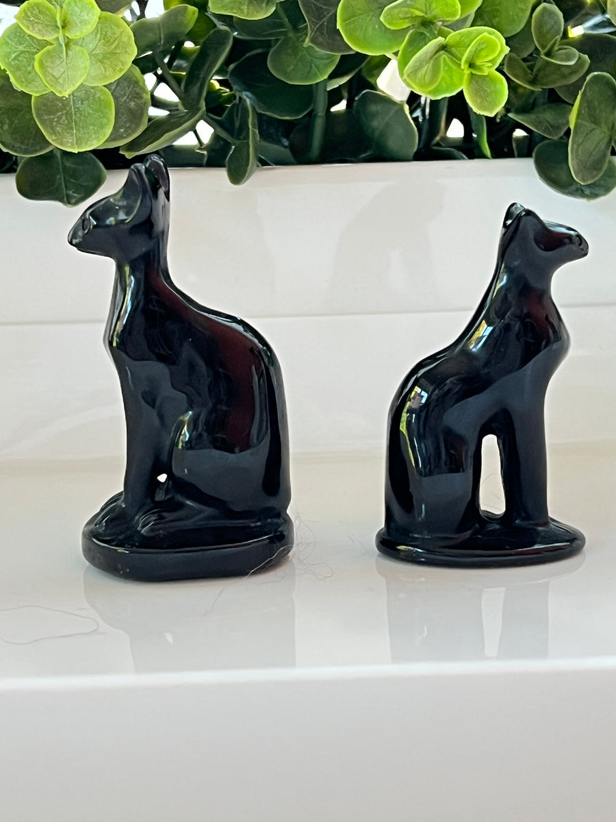 Egyptian Cat Bastet Goddess, Black Obsidian, Choose Size