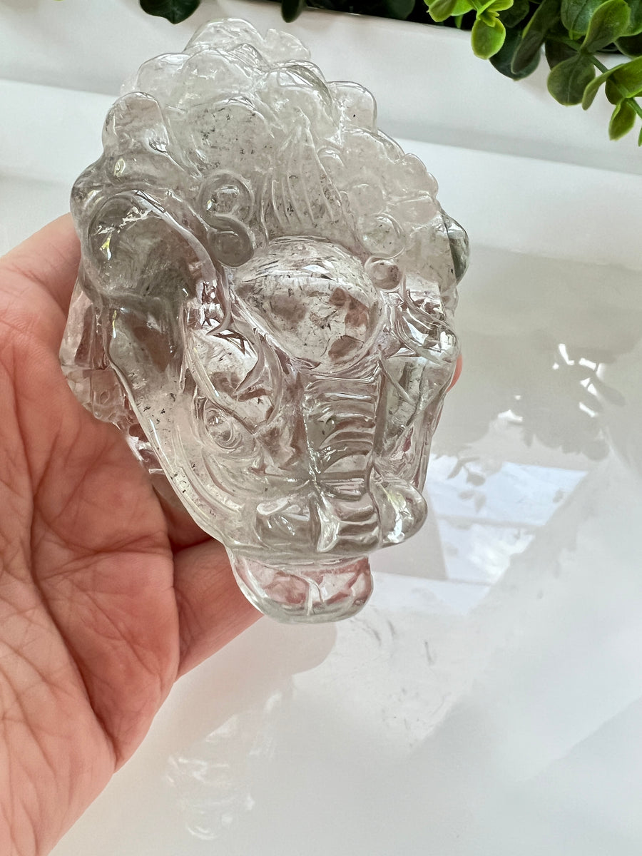 Garden Quartz Lucky Frog XL 3.7 inches, Crystal Money Toad