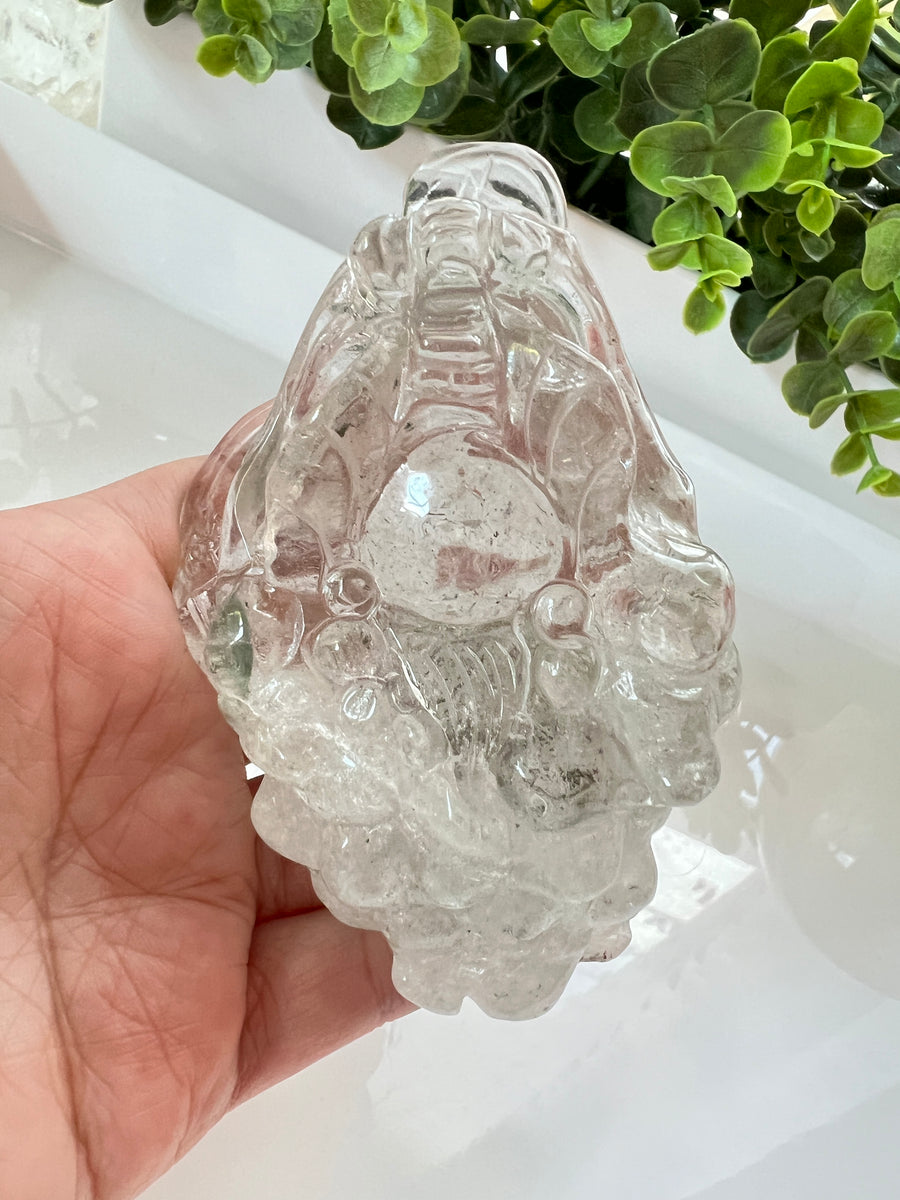 Garden Quartz Lucky Frog XL 3.7 inches, Crystal Money Toad