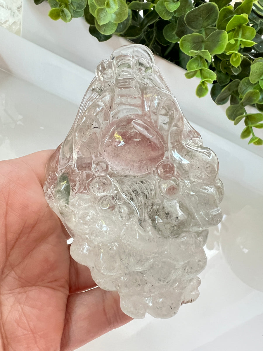 Garden Quartz Lucky Frog XL 3.7 inches, Crystal Money Toad