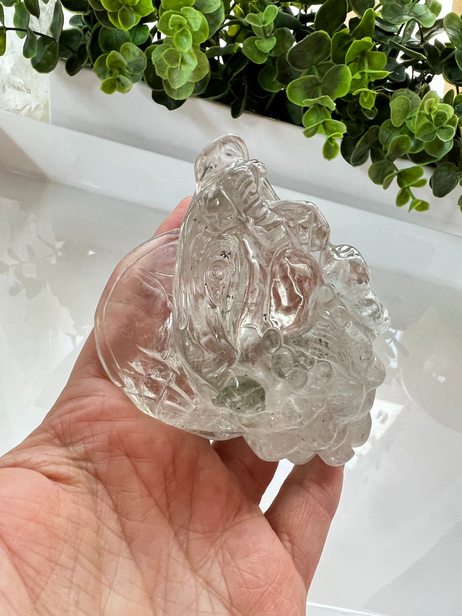 Garden Quartz Lucky Frog XL 3.7 inches, Crystal Money Toad