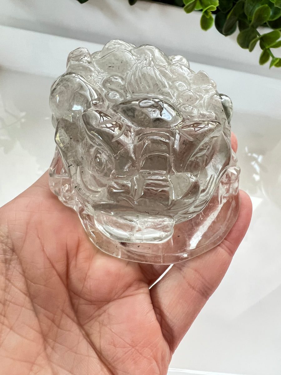 Garden Quartz Lucky Frog XL 3.7 inches, Crystal Money Toad
