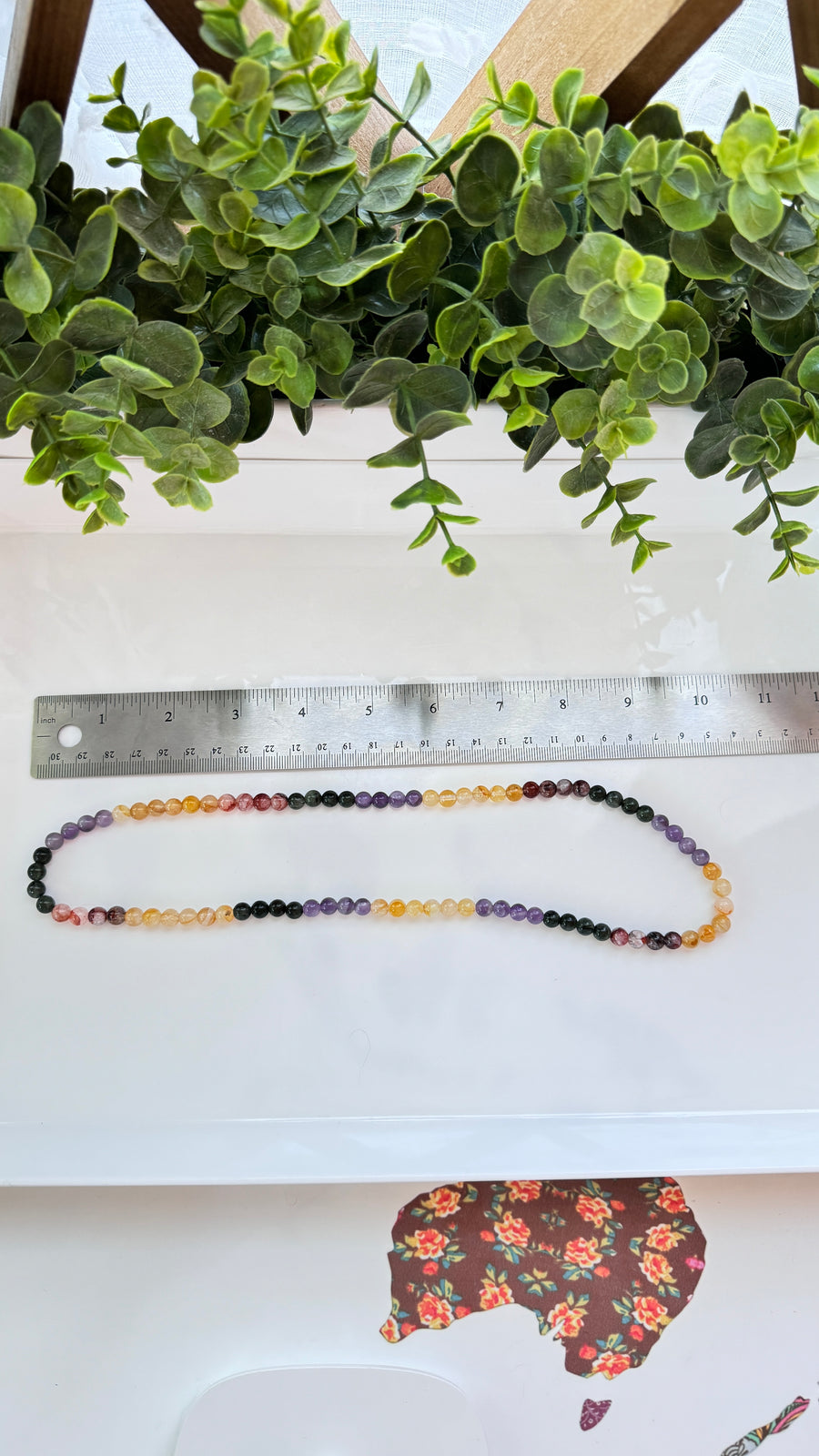 Triple Wrap Bracelet Mix: Amethyst, Moss Agate, Golden Healer, Fire Quartz, 7 mm Bracelet or Stretchy Necklace