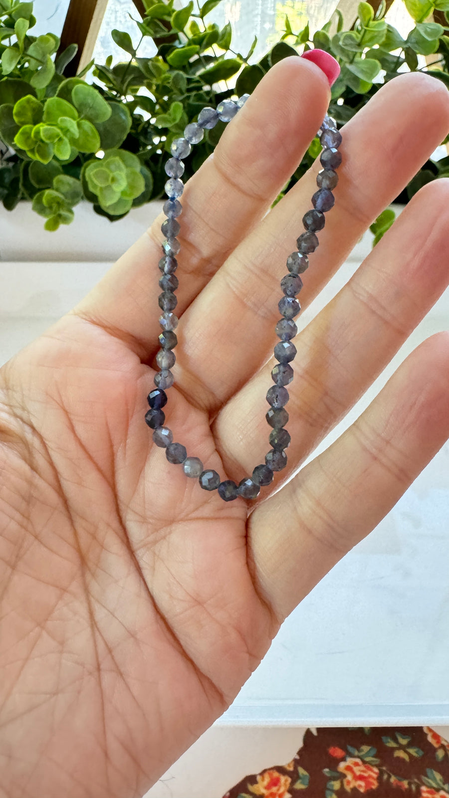 Iolite 4 mm Faceted Bracelet for Psychic Abilities, Stretchy
