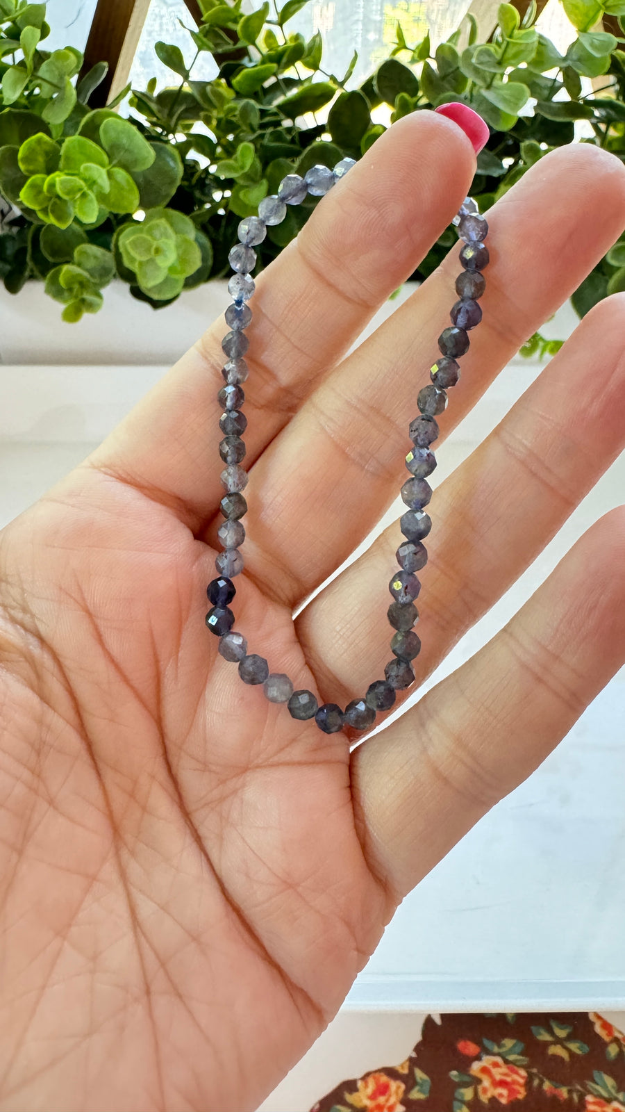 Iolite 4 mm Faceted Bracelet for Psychic Abilities, Stretchy