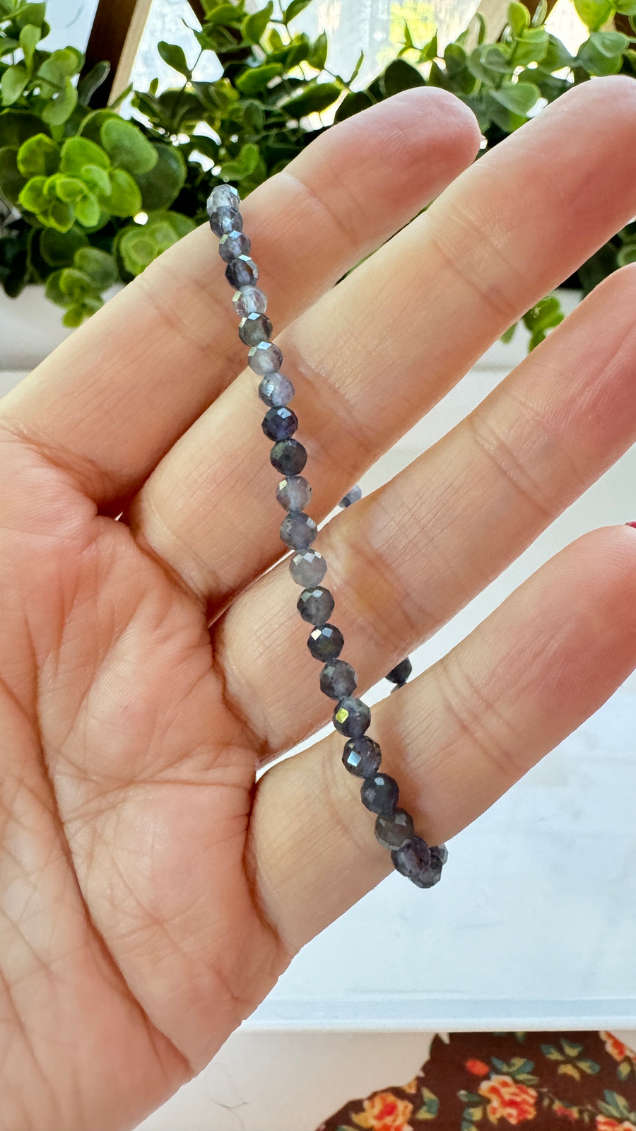 Iolite 4 mm Faceted Bracelet for Psychic Abilities, Stretchy