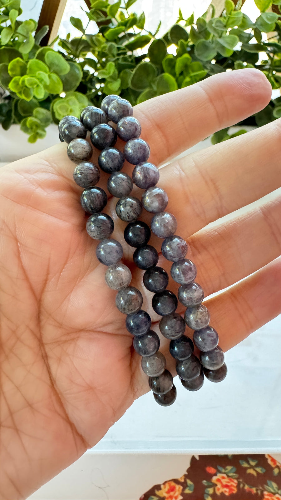 Iolite 7 mm Bracelet for Psychic Abilities, Stretchy