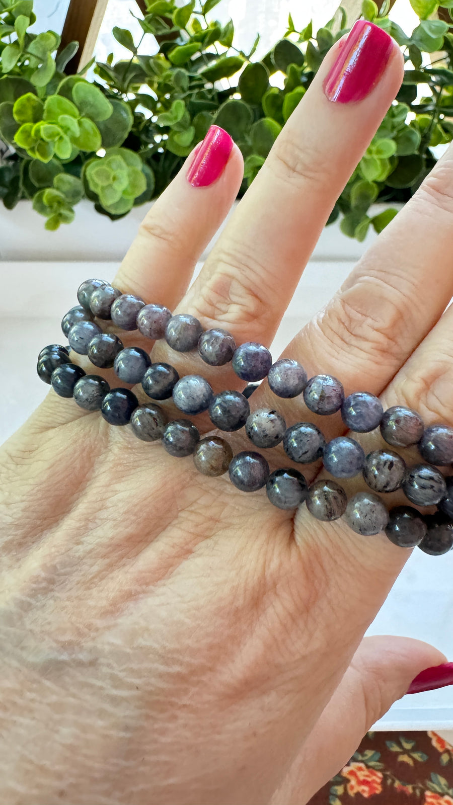 Iolite 7 mm Bracelet for Psychic Abilities, Stretchy